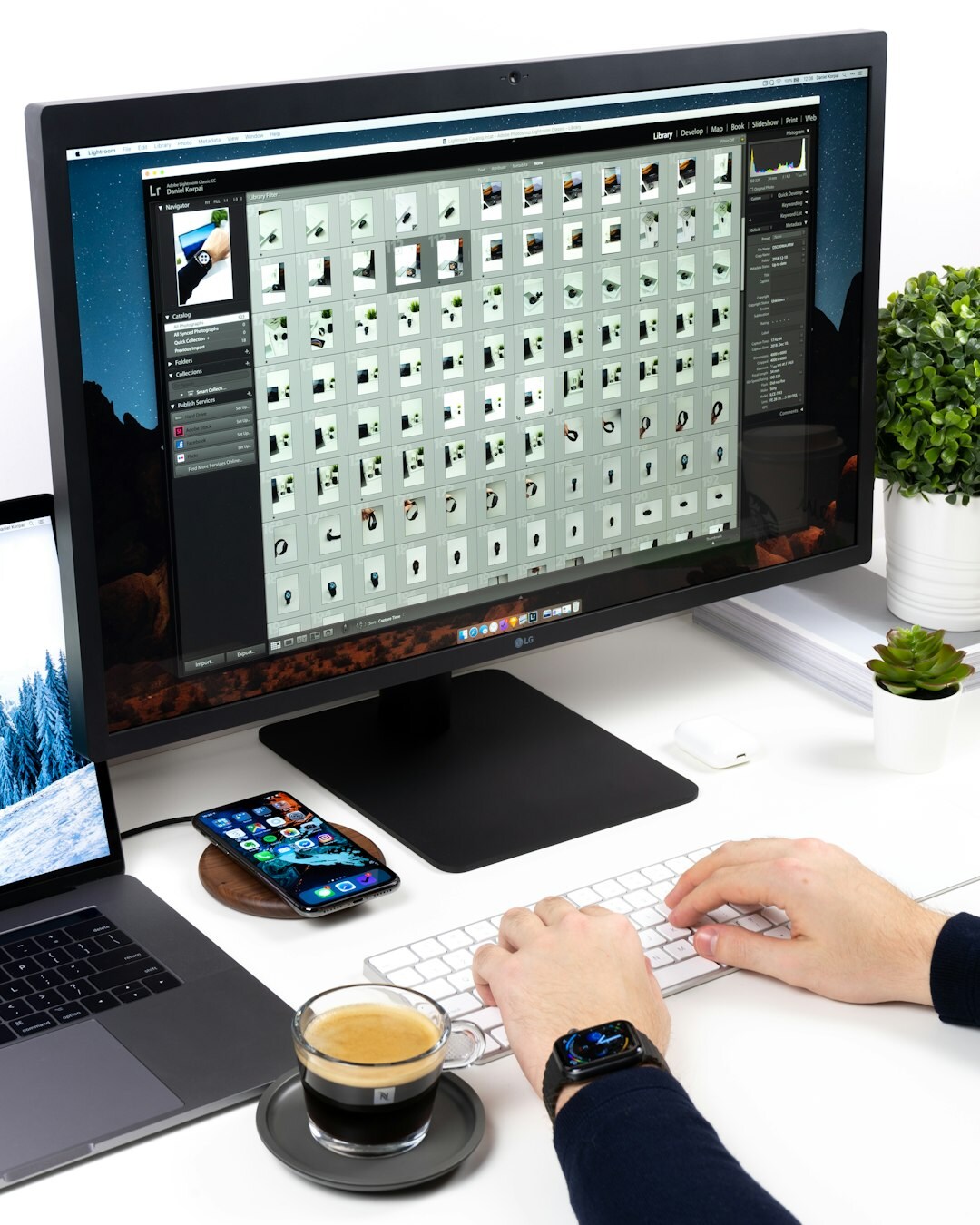 video editor working on computer
