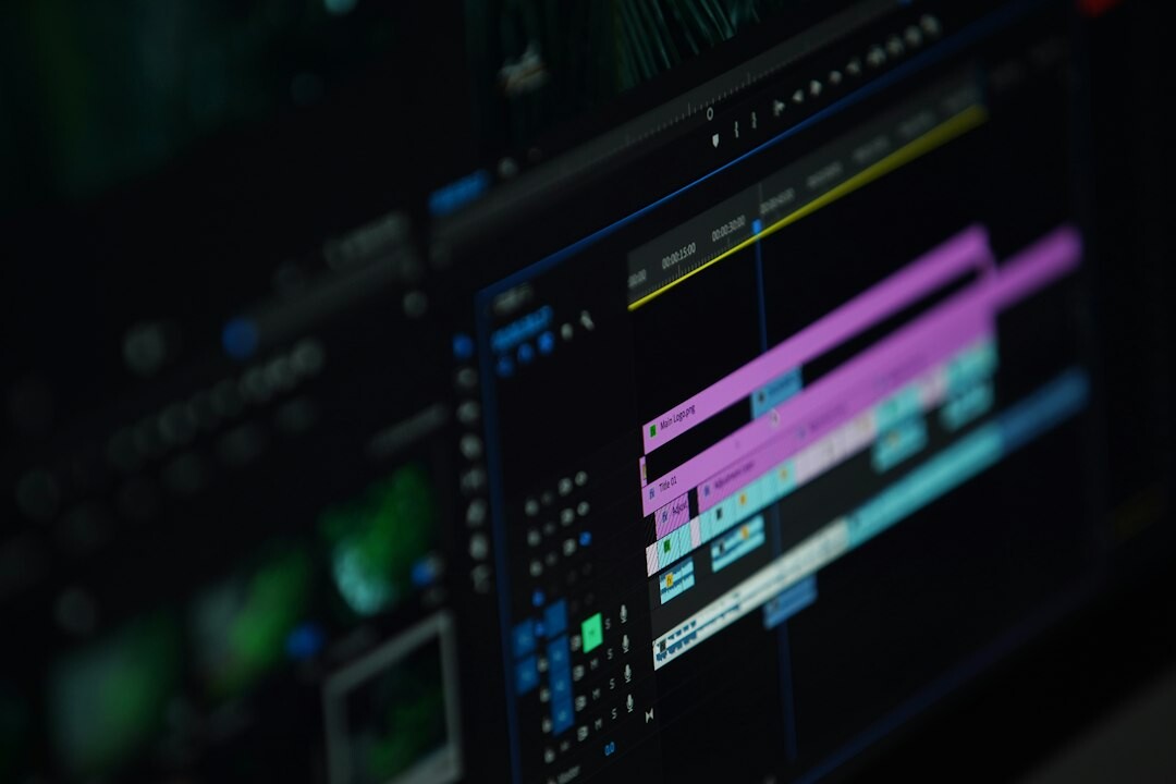 video editor adjusting colors on computer