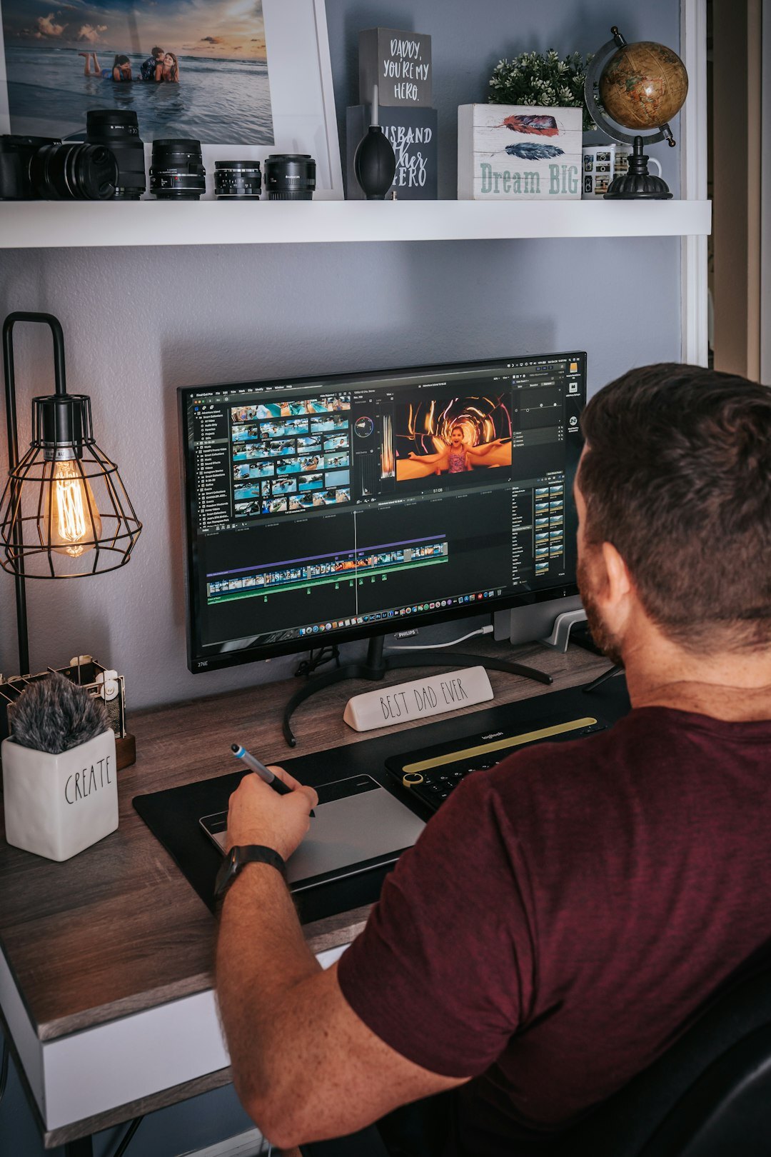 video editor at computer