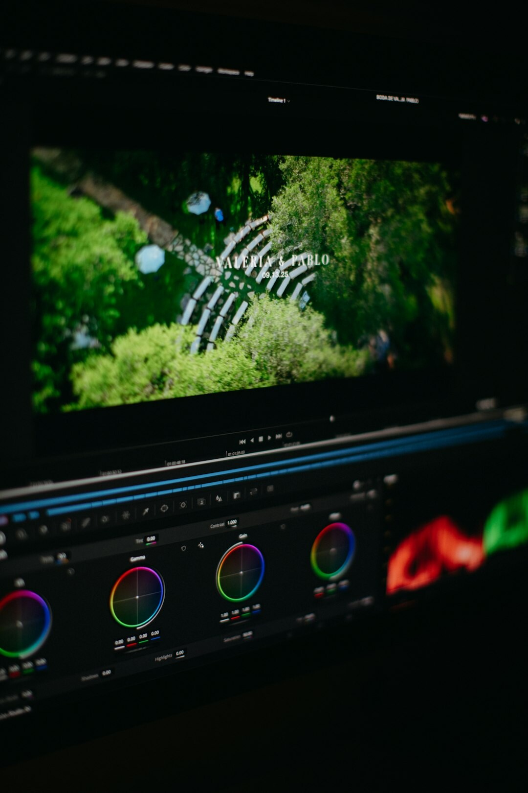 professional color grading workspace